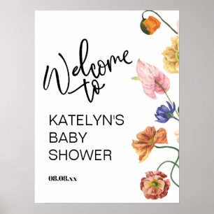Affiche Panneau de bienvenue pour Baby Shower Wildflower 