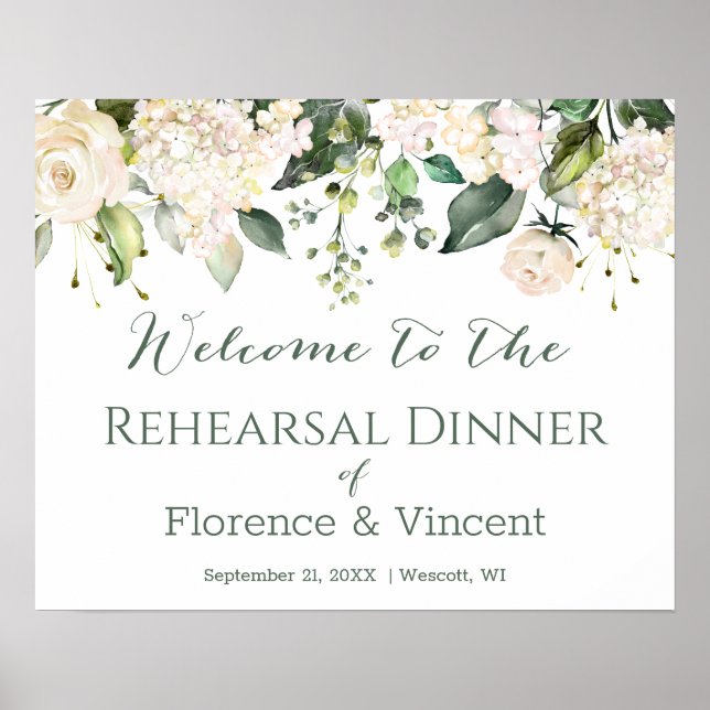 Affiche Panneau de bienvenue pour dîner de répétition flor (Devant)