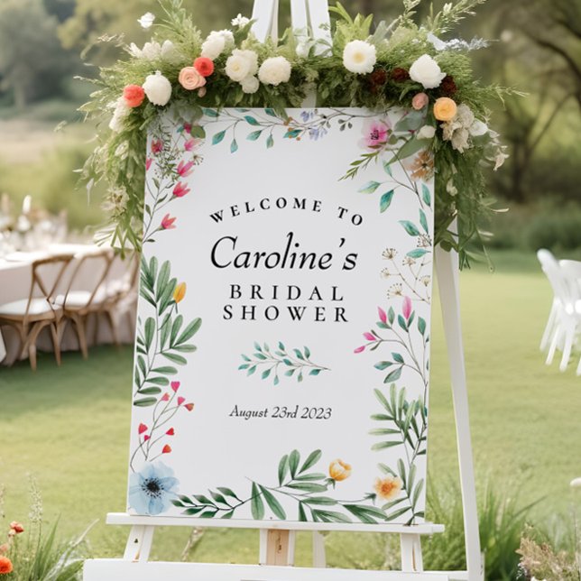 Affiche Panneau de bienvenue pour douche de fleurs sauvage (Créateur téléchargé)