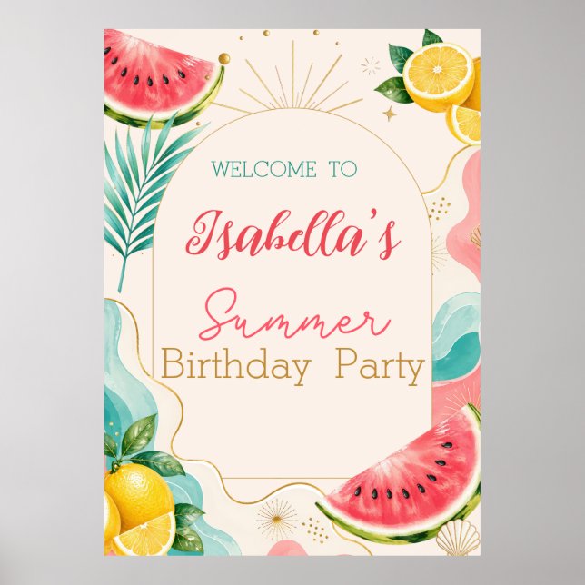 Affiche Panneau de bienvenue pour fête d'anniversaire d'ét (Devant)