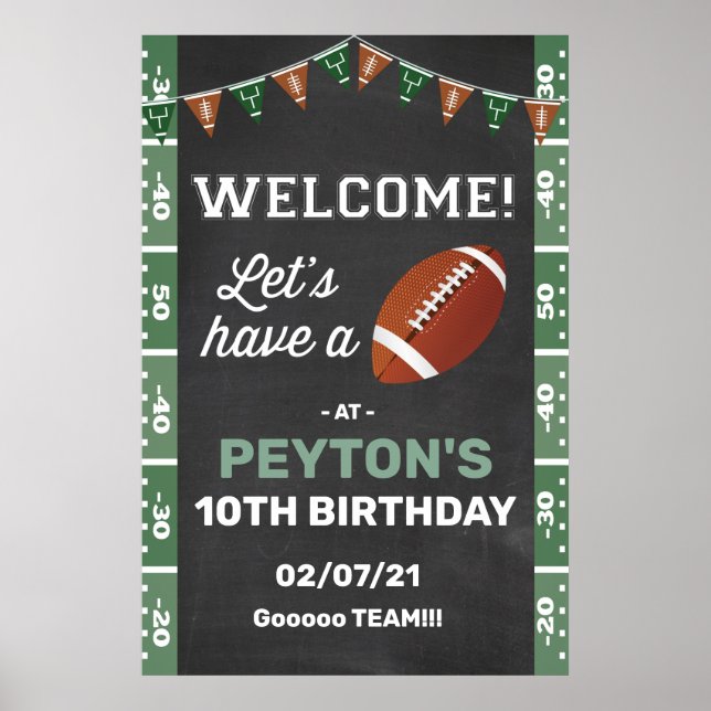 Affiche Panneau de bienvenue pour fête de football (Devant)