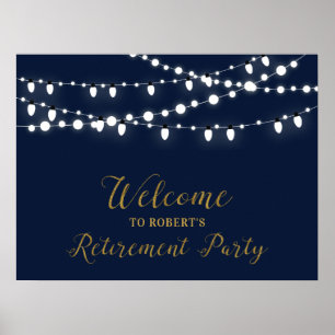Affiche Panneau de bienvenue pour fête de retraite Or & Ma