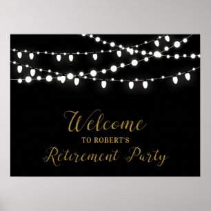 Affiche Panneau de bienvenue pour fête de retraite Or & No