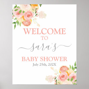 Affiche Panneau de bienvenue pour fille Baby shower Citrus