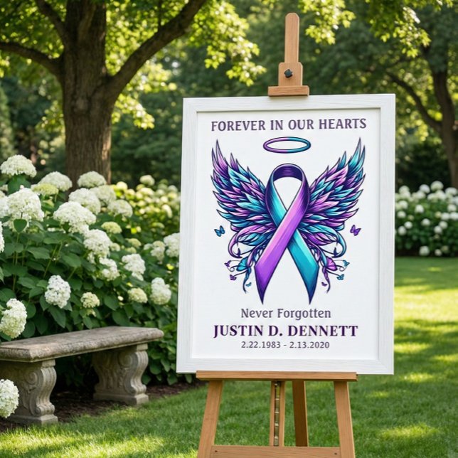 Affiche Panneau de bienvenue pour funérailles en mémoire d (Suicide prevention awareness memorial funeral welcome sign for celebration of life)