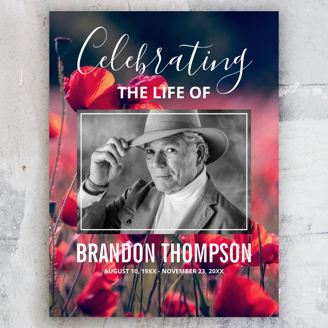 Affiche Panneau de bienvenue pour funérailles Poppy Photo  (Créateur téléchargé)