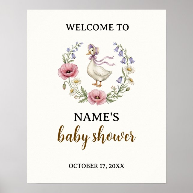 Affiche Panneau de bienvenue pour la baby shower de Mère l (Devant)