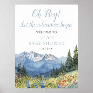 Affiche Panneau de bienvenue pour la baby shower Montagne