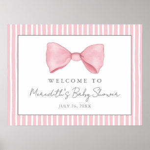 Affiche Panneau de bienvenue pour la baby shower Rose Bow