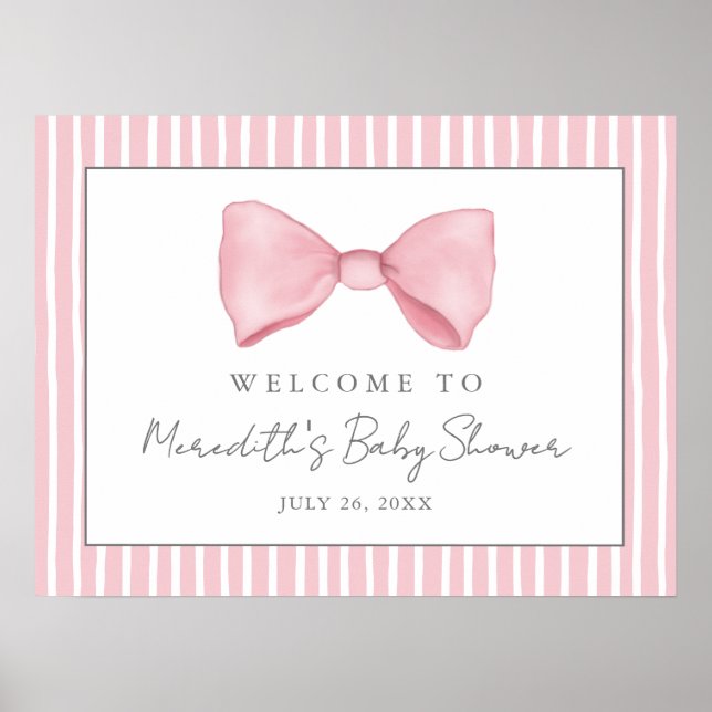 Affiche Panneau de bienvenue pour la baby shower Rose Bow (Devant)