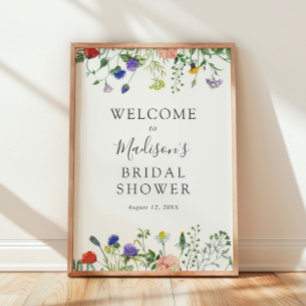 Affiche Panneau de bienvenue pour la baby shower Wildflowe