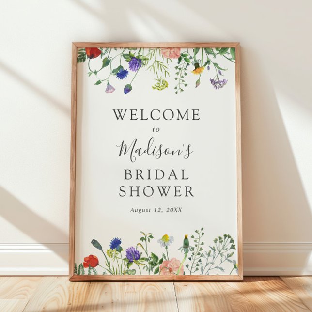Affiche Panneau de bienvenue pour la baby shower Wildflowe (Créateur téléchargé)