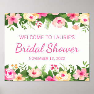 Affiche Panneau de bienvenue pour la fête de mariage flora