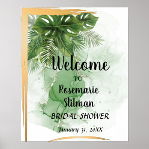 Affiche Panneau de bienvenue pour la fête de mariage tropi