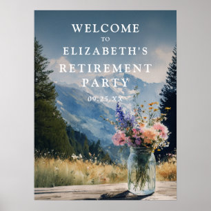 Affiche Panneau de bienvenue pour la fête de retraite Flor