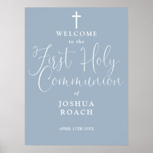 Affiche Panneau de bienvenue pour la première communion bl
