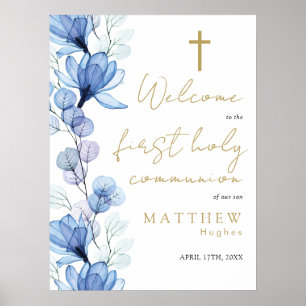 Affiche Panneau de bienvenue pour la première communion fl