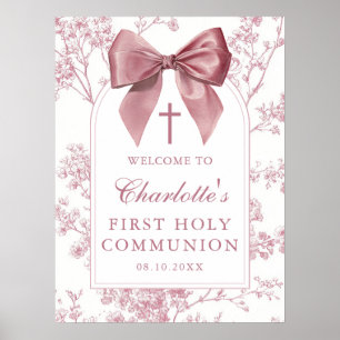 Affiche Panneau de bienvenue pour la première communion fl