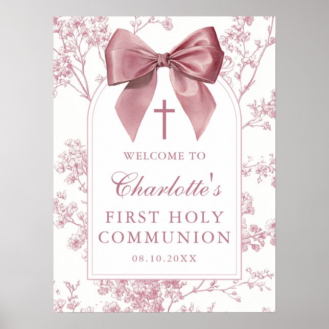 Affiche Panneau de bienvenue pour la première communion fl (Devant)