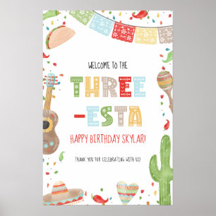 Affiche Panneau de bienvenue pour l'anniversaire de Three-