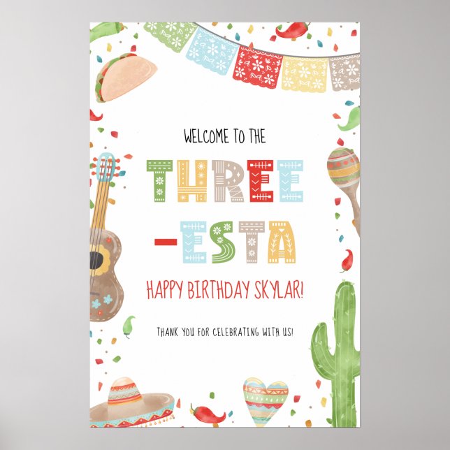 Affiche Panneau de bienvenue pour l'anniversaire de Three- (Devant)
