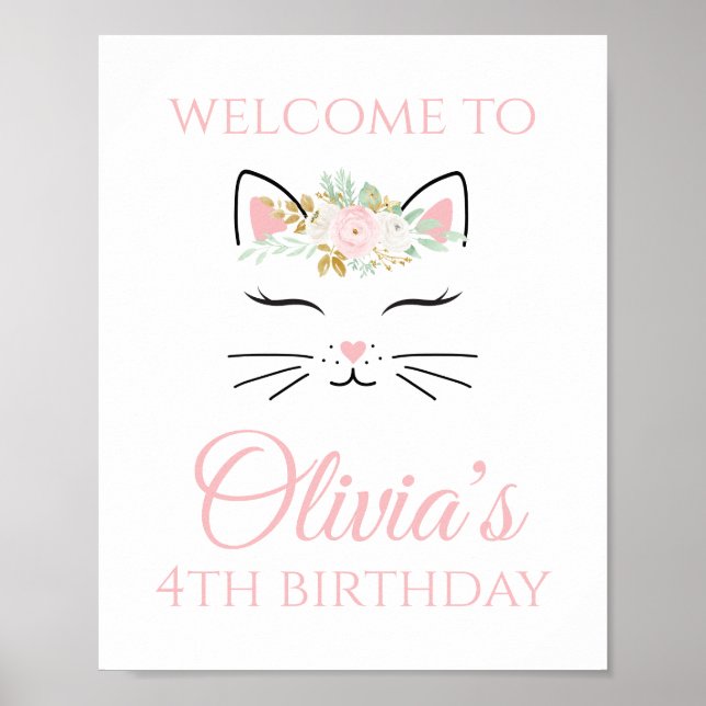 Affiche Panneau de bienvenue pour l'anniversaire d'un chat (Devant)