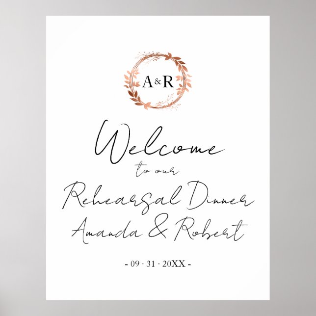 Affiche Panneau de bienvenue pour le dîner de répétition à (Devant)