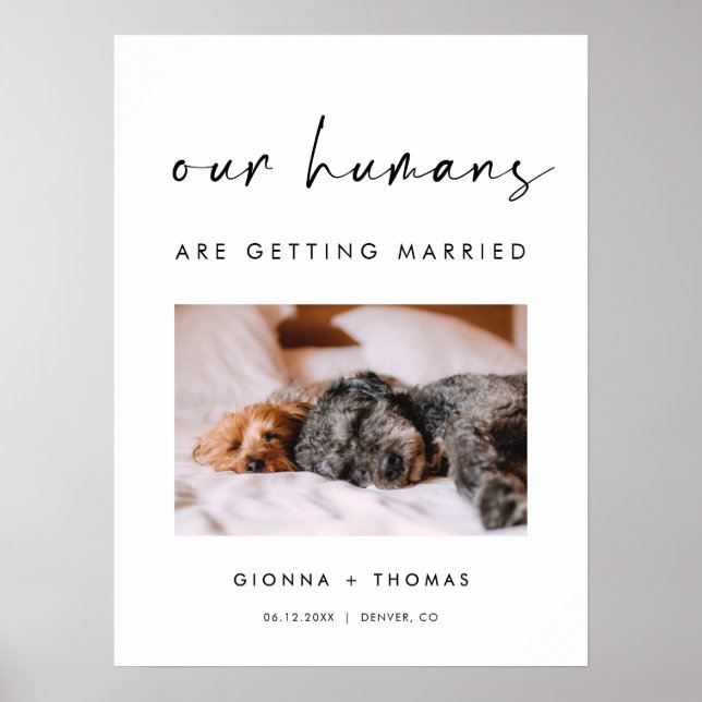 Affiche Panneau de bienvenue pour le mariage de nos humain (Devant)