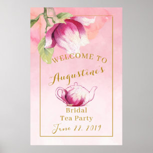 Affiche Panneau de bienvenue pour le thé de mariage Magnol
