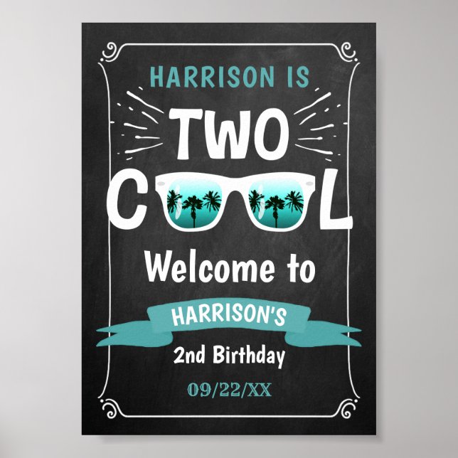 Affiche Panneau de bienvenue pour les 2 ans de Deux Garçon (Devant)