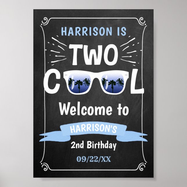 Affiche Panneau de bienvenue pour les 2 ans de Deux Garçon (Devant)