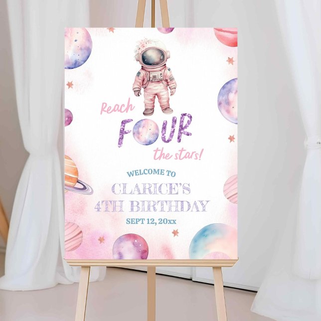 Affiche Panneau de bienvenue pour les 4 ans de la fille as (Créateur téléchargé)