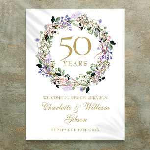 Affiche Panneau de bienvenue pour les 50 ans de mariage Fl