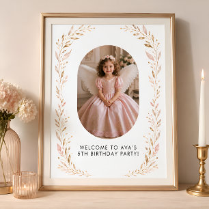 Affiche Panneau de bienvenue pour les 5 ans de la fille en