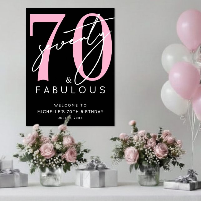 Affiche Panneau de bienvenue pour les 70 ans de Black Pink (Black Pink 70th Birthday Welcome Sign )