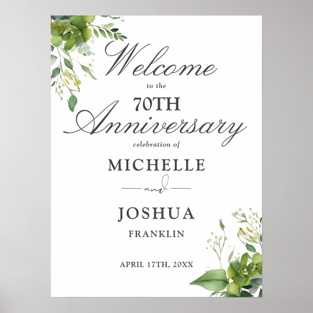 Affiche Panneau de bienvenue pour les 70 ans de mariage av (Devant)