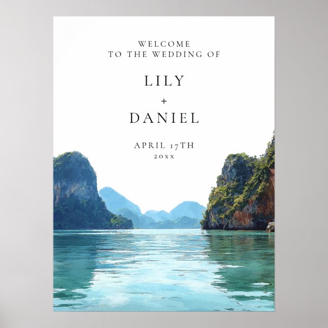 Affiche Panneau de bienvenue pour mariage à Phuket Thaïlan (Devant)