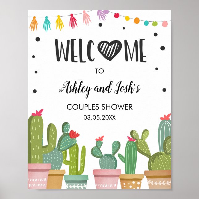 Affiche Panneau de bienvenue pour mariage Cactus Fiesta Co (Devant)