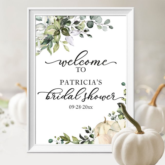Affiche Panneau de bienvenue pour mariage Greenery Pumpkin (Créateur téléchargé)