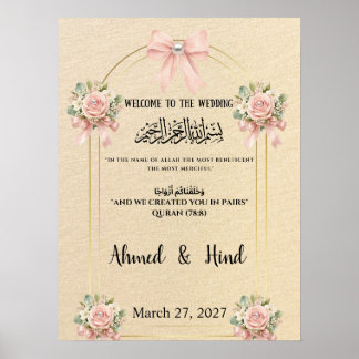 Affiche Panneau de bienvenue pour mariage islamique Ruban 