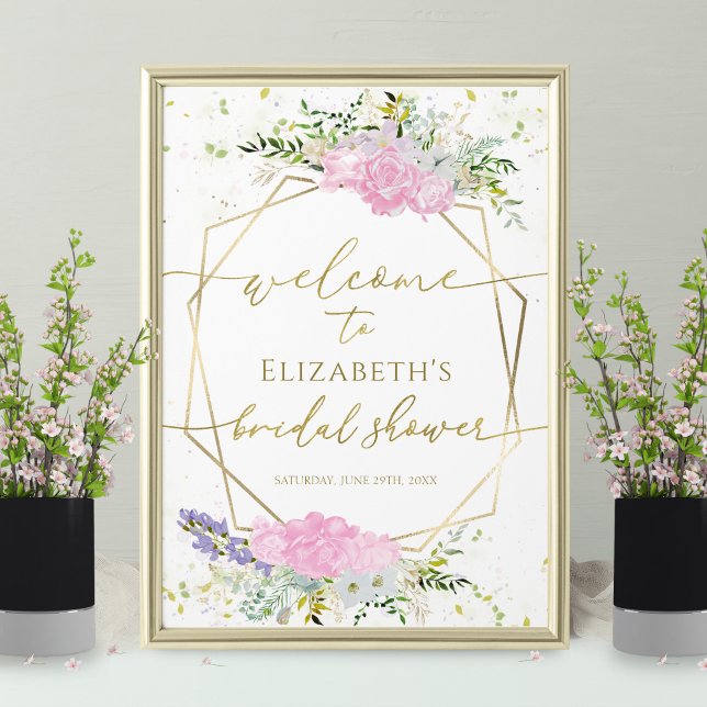 Affiche Panneau de bienvenue pour mariage printanier Fleur (Créateur téléchargé)