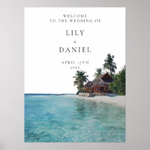 Affiche Panneau de Bienvenue pour Mariage sur Plage Tropic