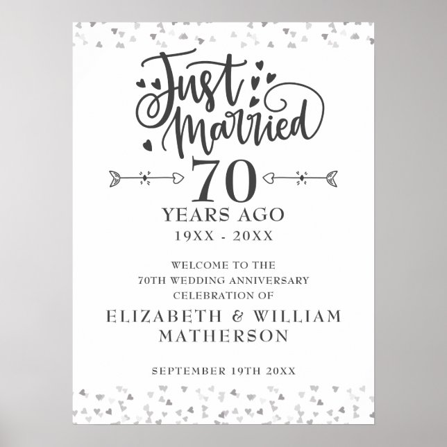 Affiche Panneau de bienvenue pour noces de platine 70 ans  (Devant)