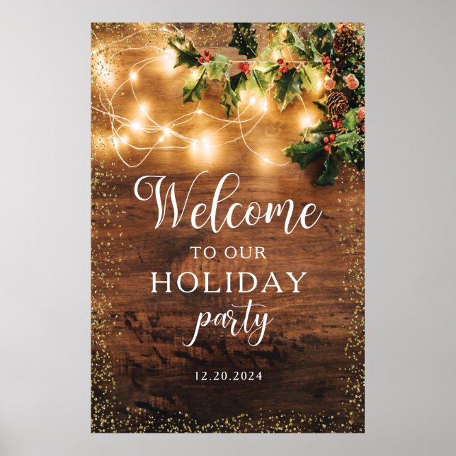 Affiche Panneau de bienvenue pour Noël rustique (Devant)