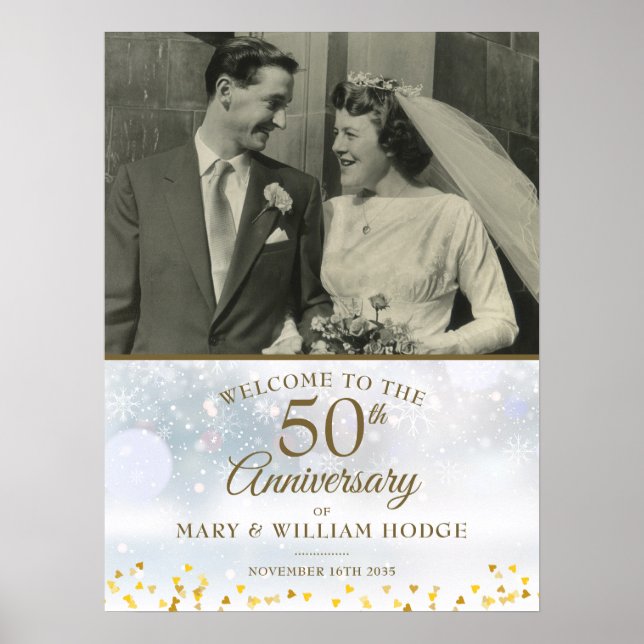 Affiche Panneau de bienvenue pour photo de mariage 50e ann (Devant)