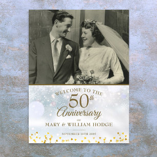 Affiche Panneau de bienvenue pour photo de mariage 50e ann