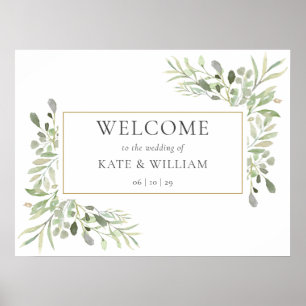 Affiche Panneau de bienvenue pour portrait de mariage verd