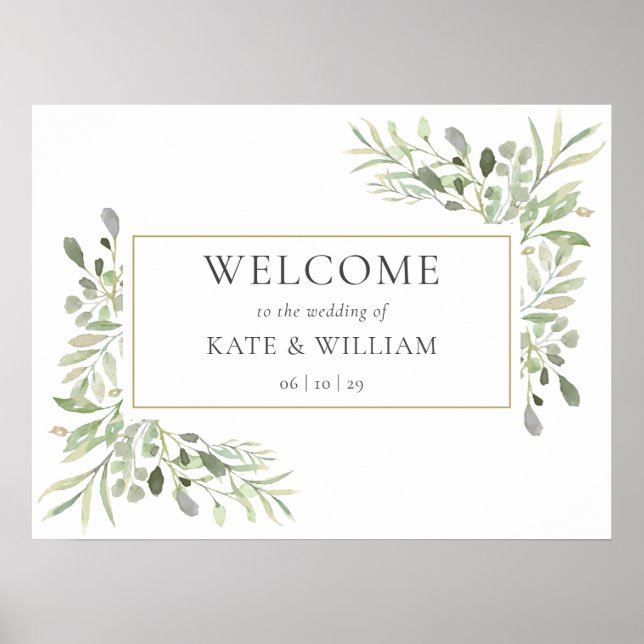 Affiche Panneau de bienvenue pour portrait de mariage verd (Devant)