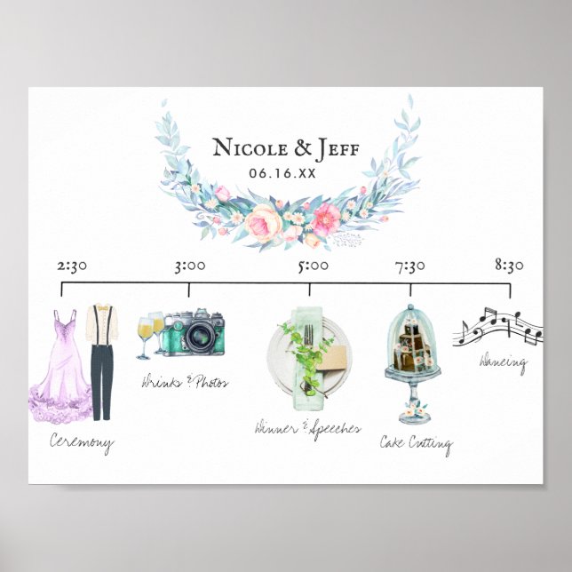 Affiche Panneau de bienvenue pour un calendrier de mariage (Devant)