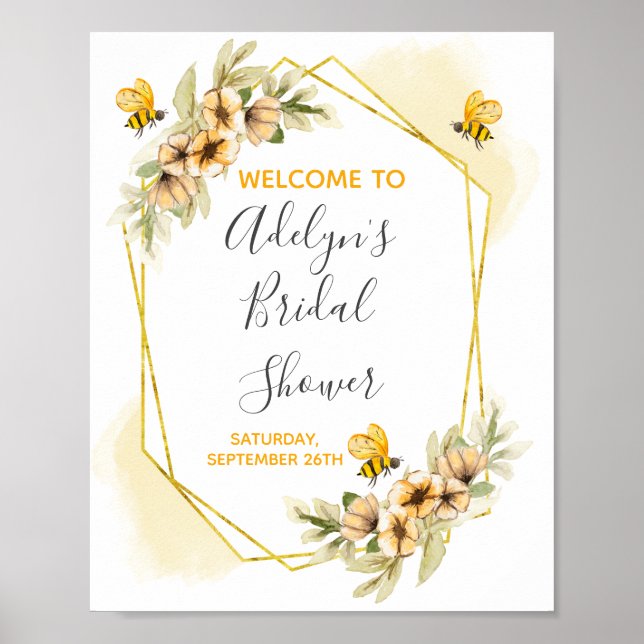 Affiche Panneau de bienvenue pour un mariage abeille (Devant)